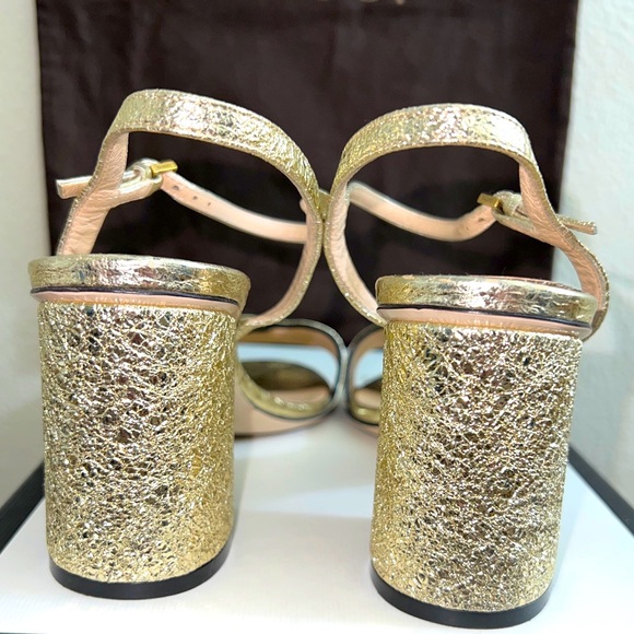 GUCCI Sexy Metallic Laminate Leather Mid Heel Sandal Double US Size 6, with Box. - Picture 7 of 16